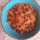 Corned beef gari foto with carrots and green beans