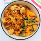 Tuna jollof with carrots and green beans